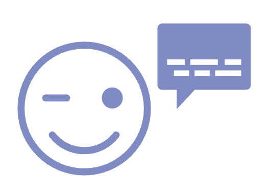 icone smiley qui cligne de l'œil avec une bulle de texte symbolisant la linguistique en PNL