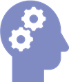 Icone de cerveau avec engrenages symbolisant la programmation en PNL